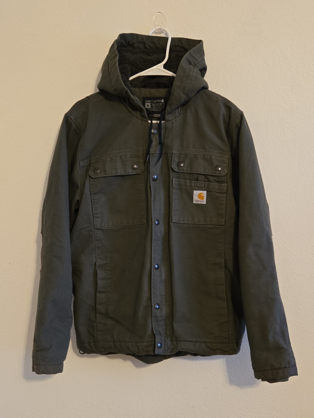 Carhartt Duck Bartlett Green Hooded Work Jacket - Medium